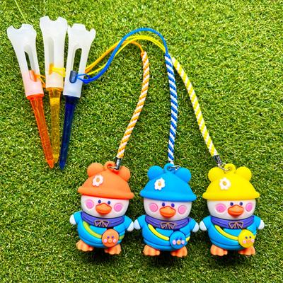 Kreslená kachna Držák na golfová odpaliště s provázkem proti ztrátě Průhledná plastová PVC odpaliště
