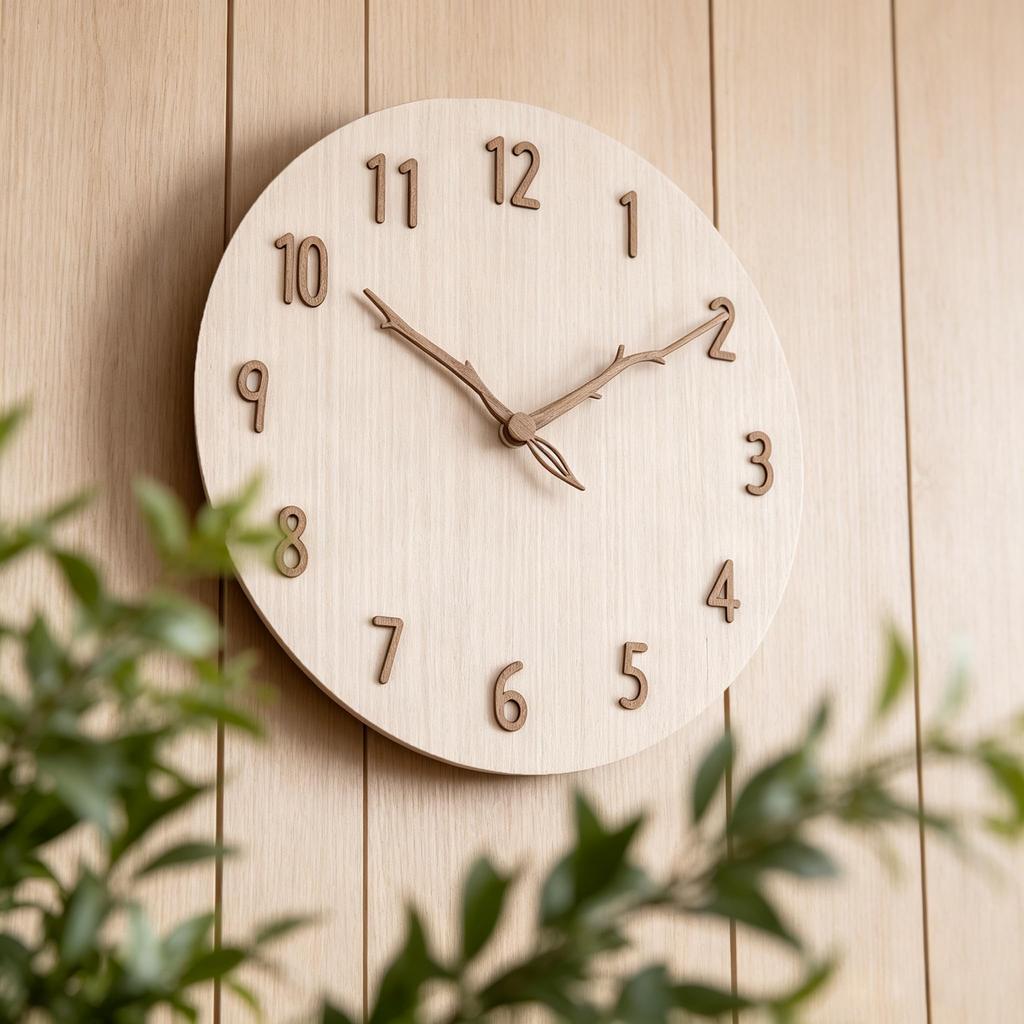 Nbdeal Wall 30cm Continuous Second Wooden Wooden Clock, Radio-Controlled, Silent, Analog, Diameter, Hand, Dial, Hands, M-321