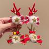 Bowknot Children Deer Antler Hair Clip Sequin Plush Hair Clip Lovely Christmas Hat Headabnd  Girls