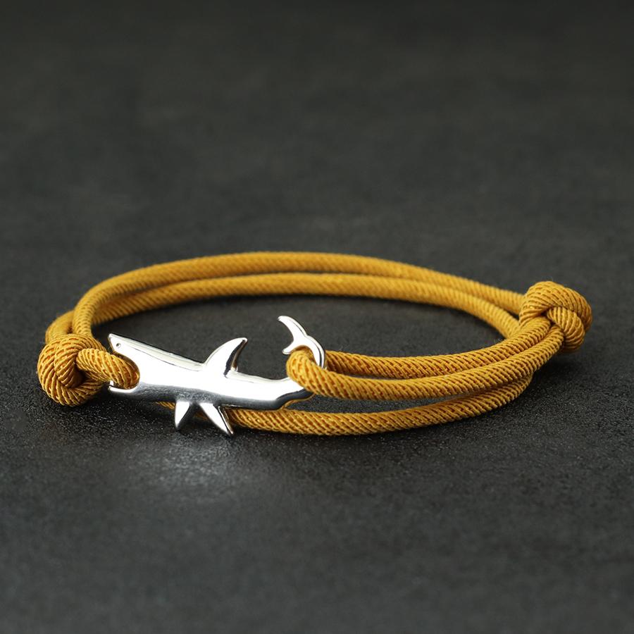 Simple Style Marine String Bracelet For Men Double Layer Sliding Adjustable Shark Braslet Surfing Nautical Rope Braclet Pulseria