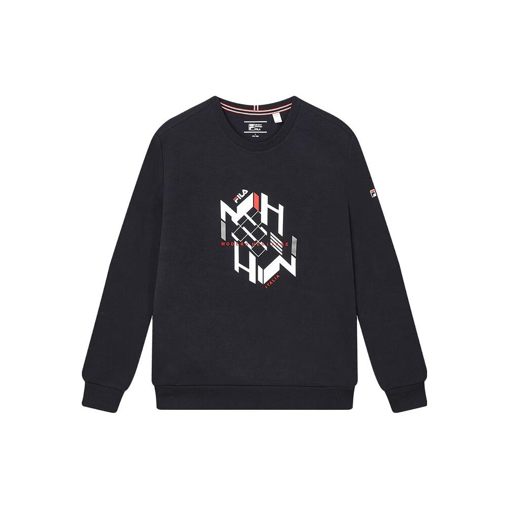 

FILA Letter Pattern Вязаный пуловер свитшот Мужская толстовка Legendary-Blue F11M341205F-NV