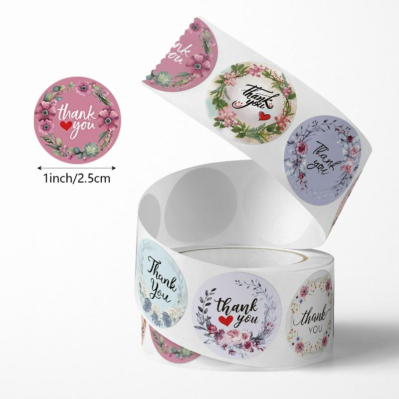 

Floral Wreath Thank You Stickers | Suitable for Office Decor, Envelope Sealing, Party Decorations, Office Supplies