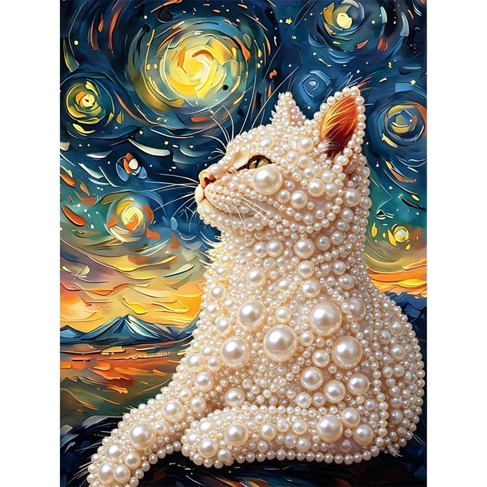 

DIY 5D The Cat Looking Up Pearl Art Kit No Frame Pearl Diamond Painting for Adults 30x40cm Floral Gem Art for Home Wall Decoration & Craft Gift 30x40cm