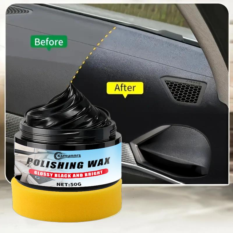 Interior Car Care & Exterior Plastic Restorer - Glossy Black Liquid Wax for Leather, Bumper, Wheels - Scratch Repair, Shine Enha