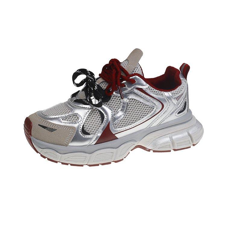 

Кроссовки для папы в ретро-гонконгском стиле, женские, осень 2024 г., толстая подошва, дышащие, универсальные, повседневные, кроссовки для бега 40 бордовый