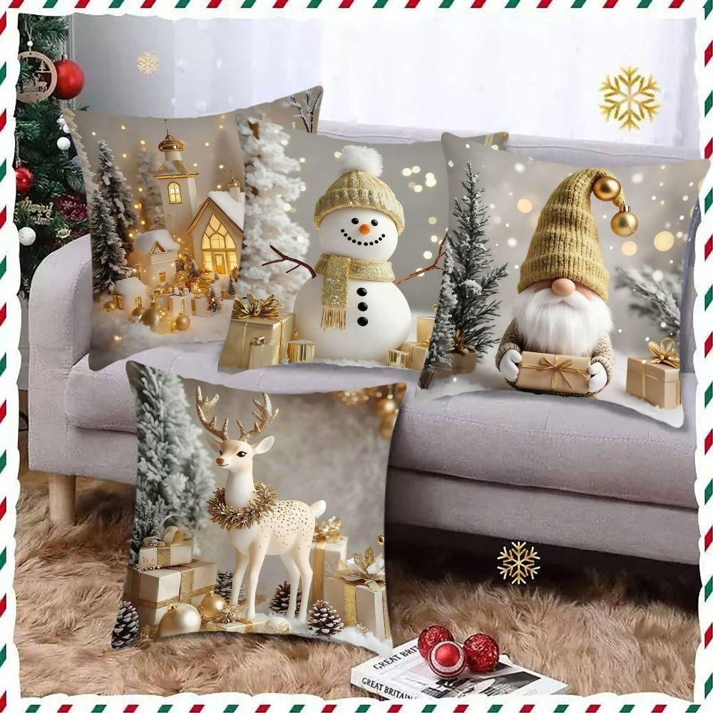 45x45cm Decorative Cushion Cover Linen Throw Pillow Cover Christmas Pillowcase  Holiday Supplies