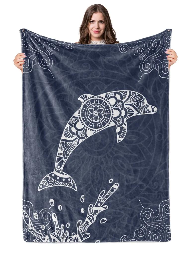 Dolphin Throw Blanket, Soft  for Girl Kid Teens Adults, Fleece Cute   Warm Cozy   Bed Crib or Couch
