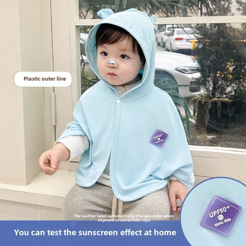 Dětská pelerína z ledového hedvábí s ochranou proti slunci UPF 50+, Prodyšný letní přehoz pro batole