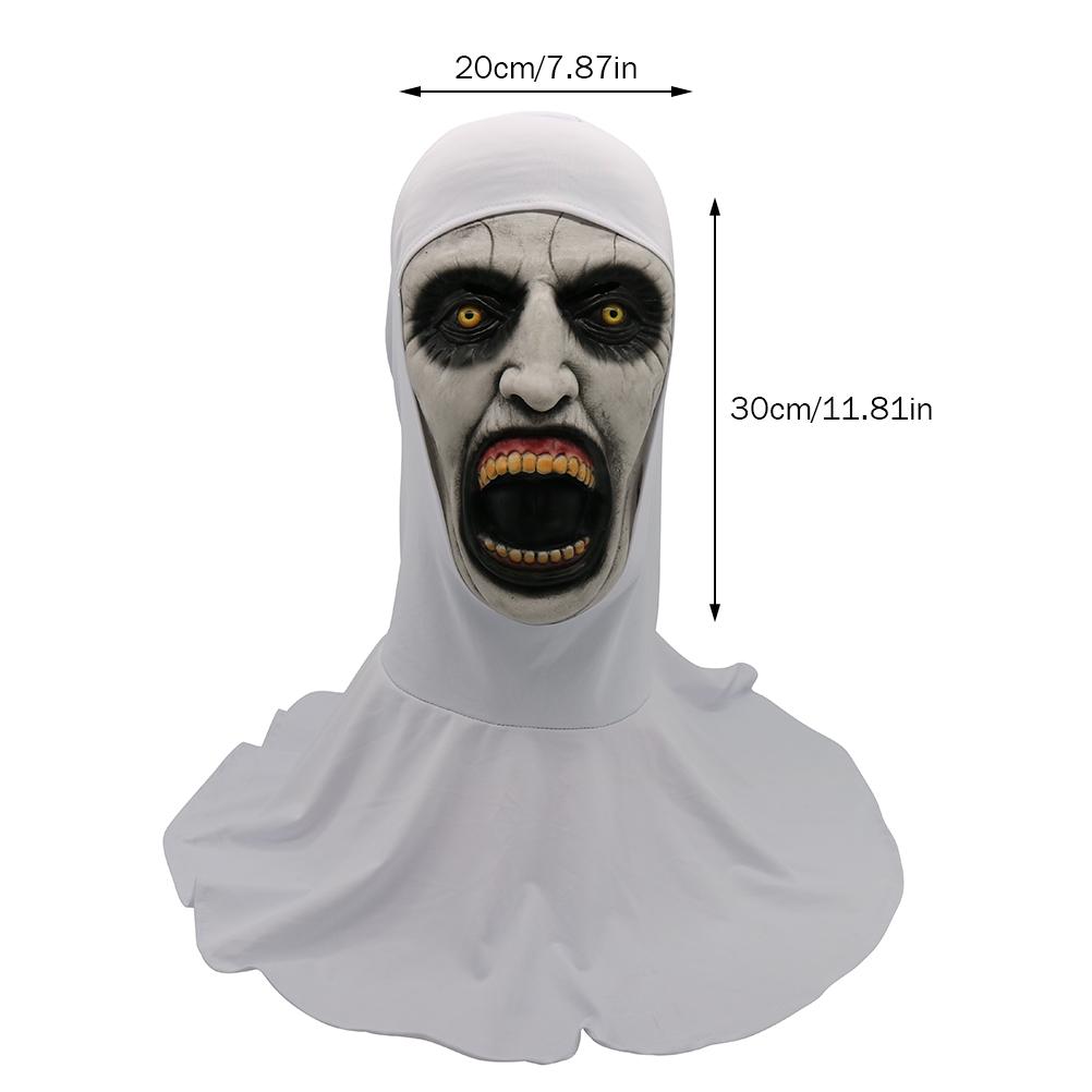 Halloween Nun Horror Mask Cosplay Scary Latex Masks With Headscarf Full Face Helmet Halloween Party Props