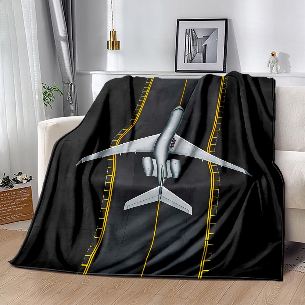 Airport Runway Design Flannel Blanket - Soft and Suitable for Sofas, Beds, Offices, Travel, All Seasons, and The Best Gift for The Holidays.