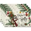4pcs Non Slip Table Mat Rectangular Tableware Pad Household Christmas Placemat  Festival