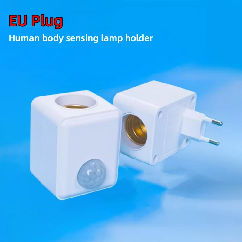 E27 LED Lampensockel EU/US Stecker mit Bewegungssensor PIR Radar Induktionslichthalter Fassung Adapter Konverter Einstellbar