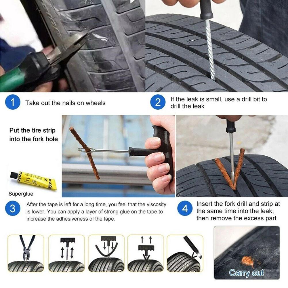 Ensure a Smooth and Safe Ride with This Puncture Repair Kit for Tubeless Tires  Suitable for Cars  Vans  Motorbikes