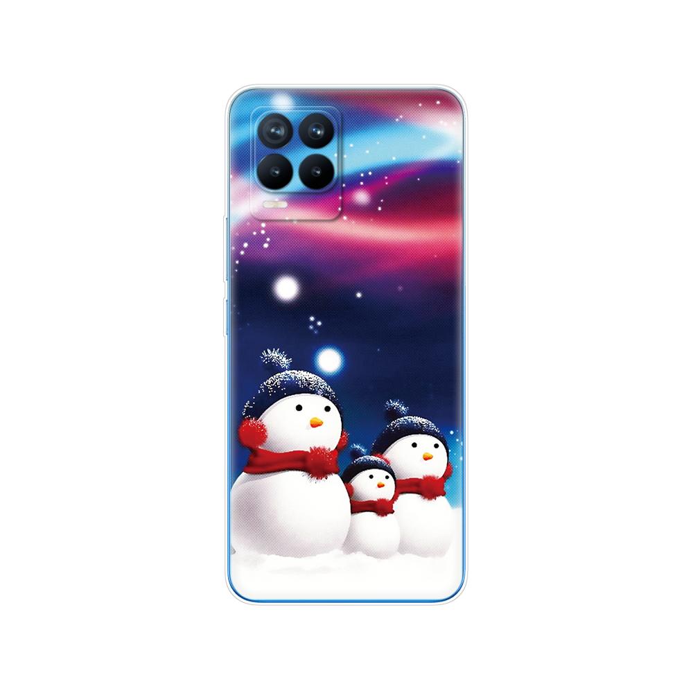 Für Realme 8 Hülle 6,4 Zoll Rückseitige Telefonabdeckung Für Realme 8 Pro OPPO Realme8 4G RMX3085 Stoßstange Winter Weihnachten Schnee Baum Neujahr