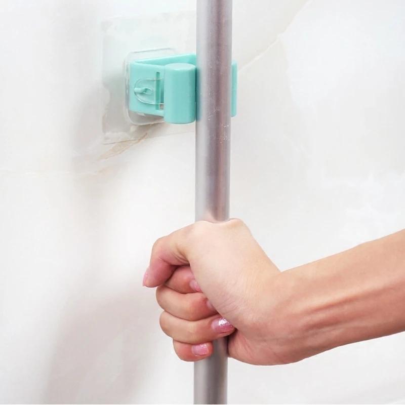 Household Bathroom Wall Mounted Mop Umbrella Holder Brush Shelf Bathroom Hanger Storage Rack Multifunctional Storages Tools