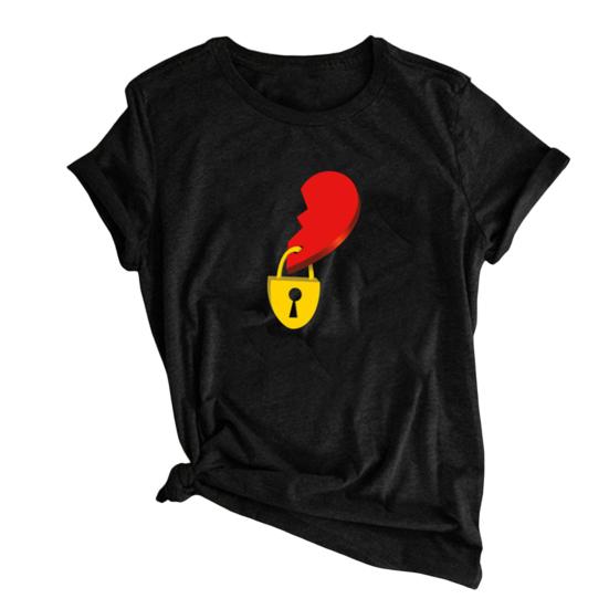 Women Men T-shirt Loose Dress Up Matched Heart Chic Anniversary Couple for Home