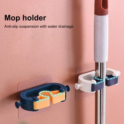 Wall Mounted Mop Organizer Broom Holder Strong Load-bearing Non-Slip Design Waterproof Mop Storage Rack Broom Hanger Hook