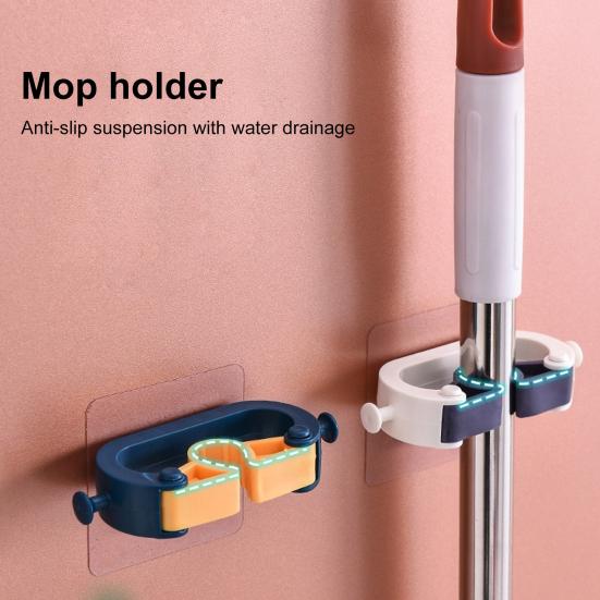 

Wall Mounted Mop Organizer Broom Holder Strong Load-bearing Non-Slip Design Waterproof Mop Storage Rack Broom Hanger Hook синій