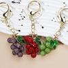 Luxury Rhinestone Grape Keychain, Fashion Car Key Ring Pendant, Cute Bling Key Accessory for Women Girls Gift