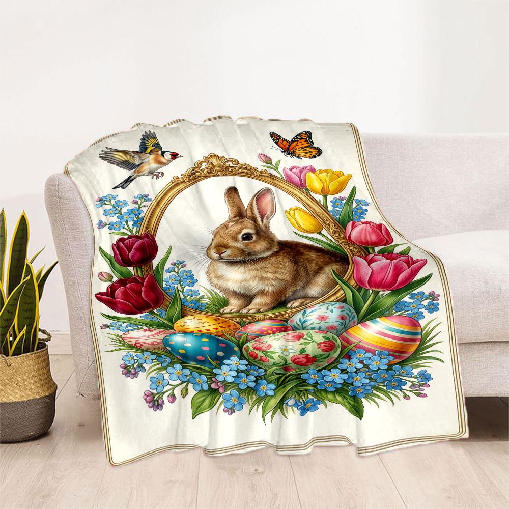 Springtime Bunny Garden Blanket,Suitable for sofas, offices, travel, living rooms, Gifts to relatives and friends, Blanket,Suitable for all seasons.