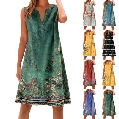 Women's Cotton And Linen Dress Summer Sleeveless Comfortable Travel Beach Dress Fashionable Spring And Summer Vacation Wear