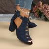 2026 Summer New Round Toe Open Toe Cutout Zipper Soft Sole Non-slip Block Heel Women's Shoes Fish Mouth Sandals