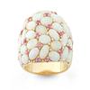 Aesthetic Inlaid Imitation Opal Stone CZ Women's Ring Trendy Gold Color Geometry Daily Wear Party Jewelry Anniversary Gift