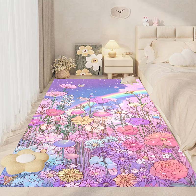 This New, Fresh Daisy Print Rug Is Suitable for Decorating Bedrooms, Living Rooms, Kitchens, Gardens, Balconies, and Sunrooms.