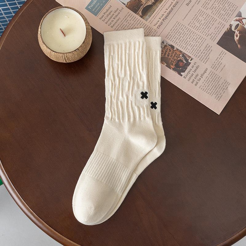 

Мужские носки до середины икры из чистого хлопка, устойчивые к запаху - Подростковый спортивный текстурированный дизайн One Size