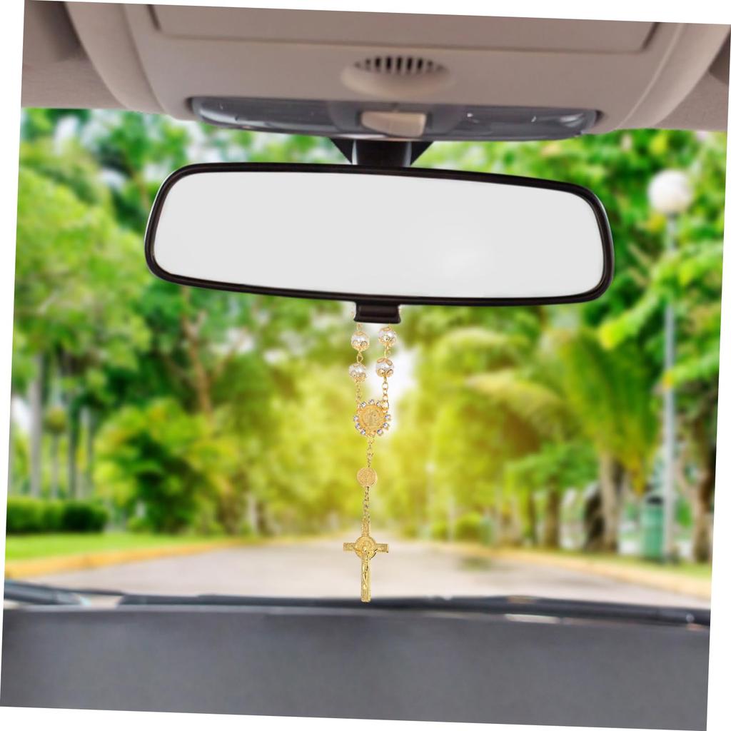 Baluue Blue Pearl Decorative Car Mirror Decorative Flower Pendant