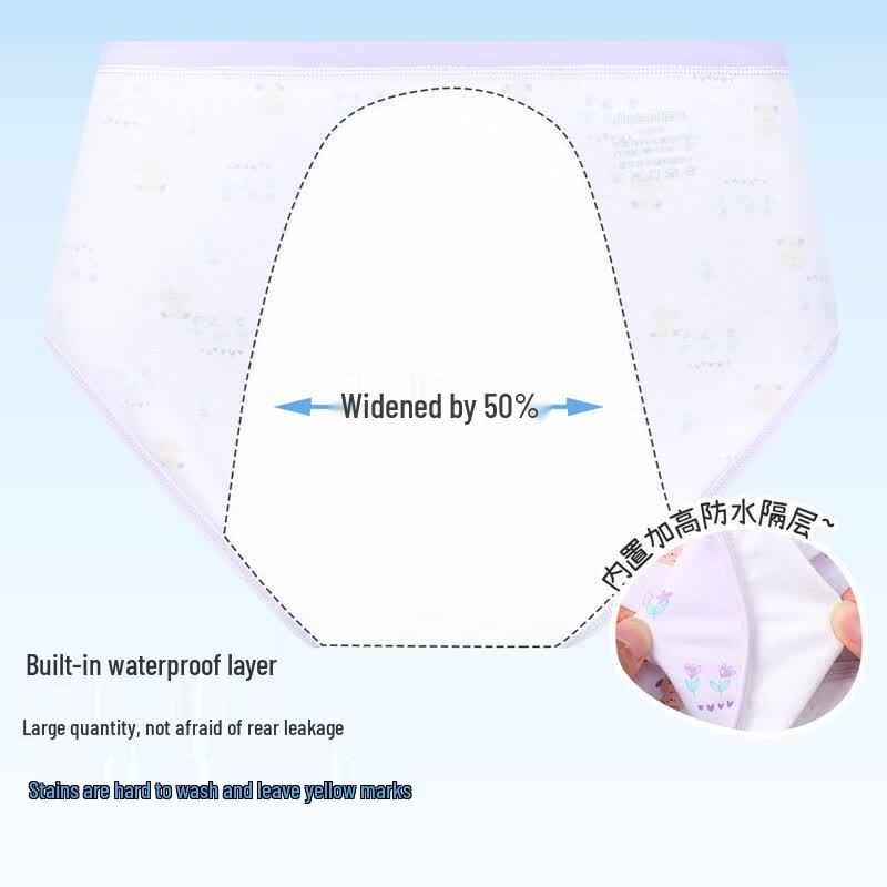 Girls' Antibacterial Cotton Period Briefs