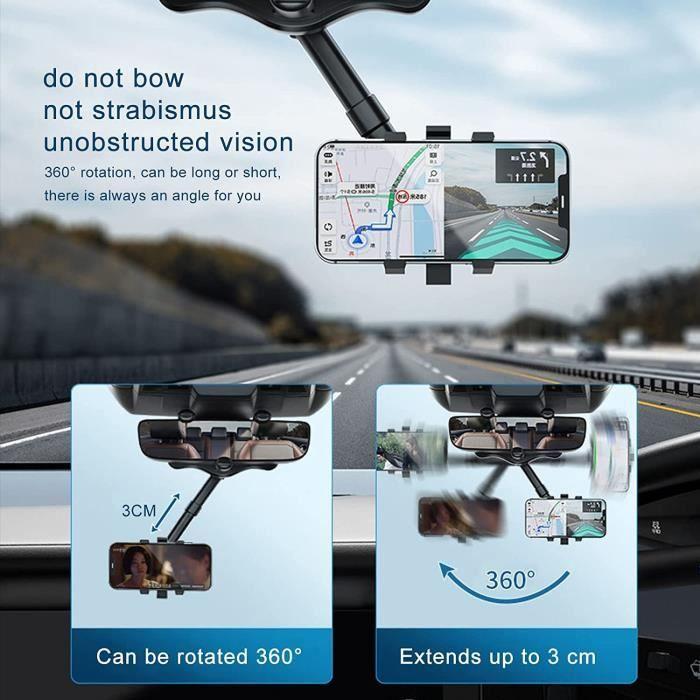 Support de téléphone de voiture pour rétroviseur multifonctionnel, support de téléphone de voiture rotatif à 360 degrés, navig[503]