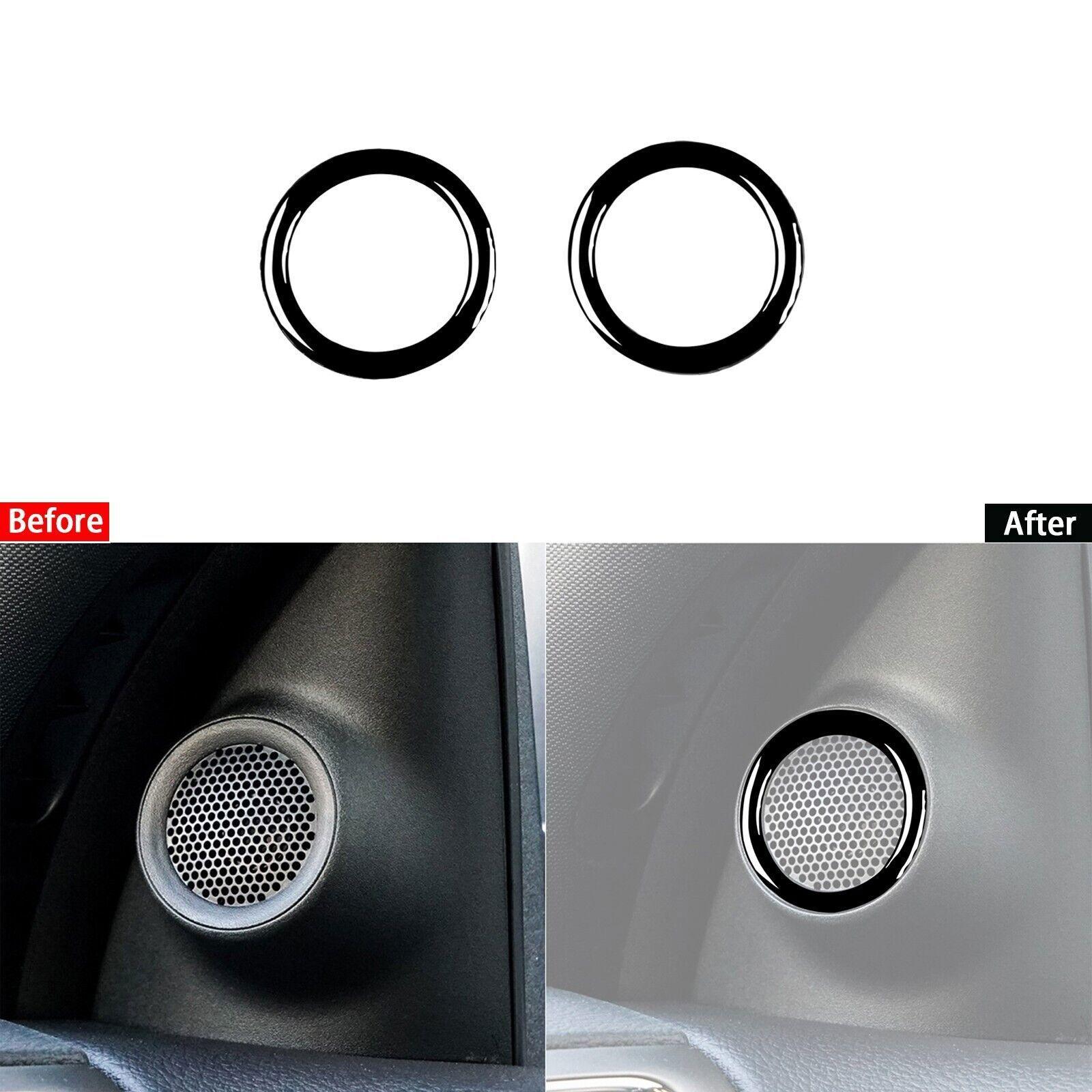 Glossy Piano Black Interior Door Speaker Ring Trim For Jeep Grand Cherokee 11-23