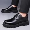 Fashion Derby Men's Leather Shoes Retro and High-quality Styles Casual Party and Business Office High Quality Thick Soled Suit New