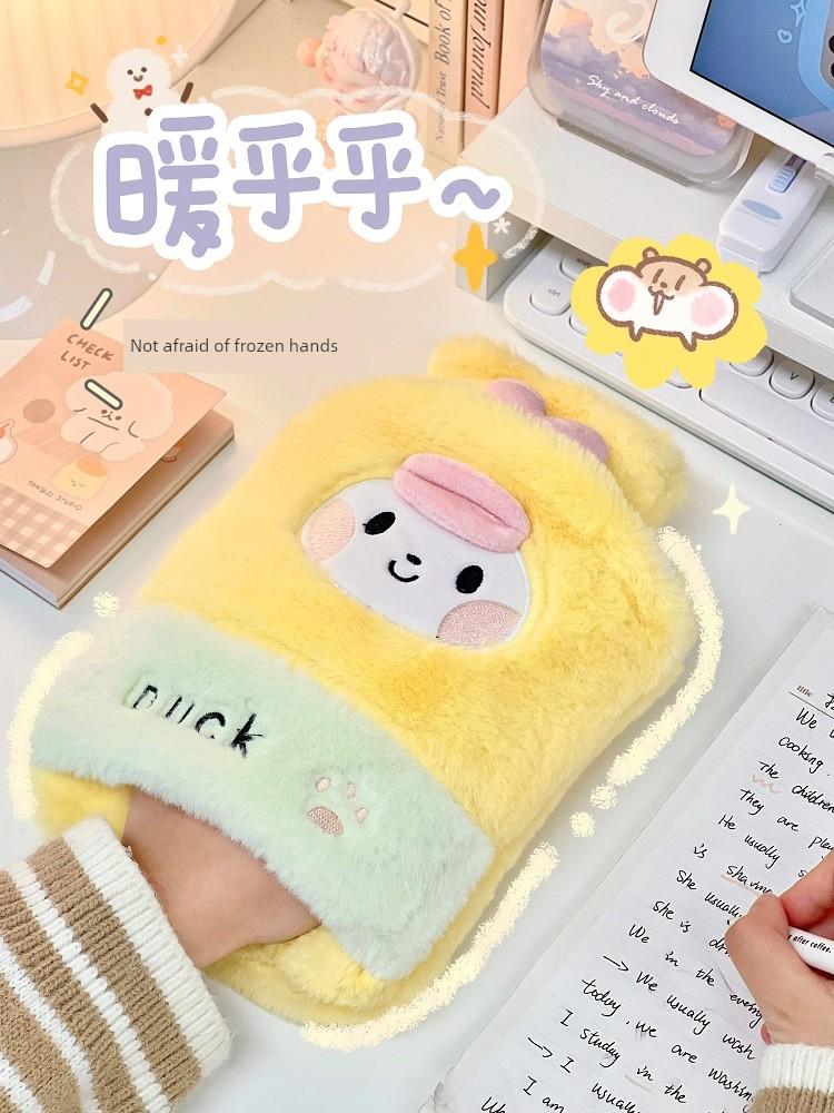 Hand-Tucking Hot Water Bag Winter Stuffed Water Injection Hand Warmer Student Portable Cartoon Cute Furry Hot-Water Bag Female