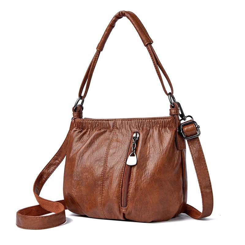 New Pu Soft Leather Spring Shoulder Messenger Bag Light Mobile Phone Change Bag Versatile Casual Mother Bucket Bag