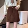 2024 Autumn/Winter Women's Corduroy High Waist Bodycon A-line Midi Skirt, Slimming and Petite Fit