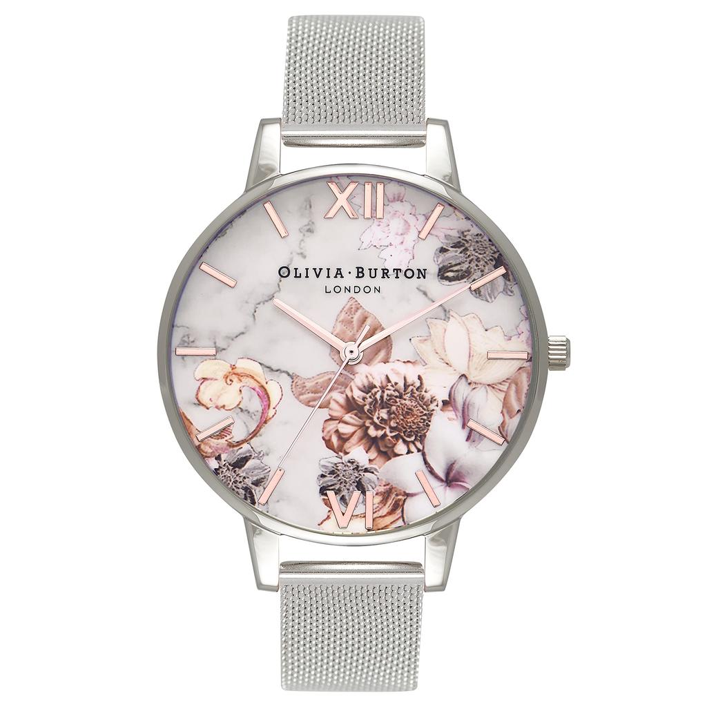 Olivia Burton Marble Floral Quartz Watch with Multicolor White Women's Dial, OB16CS10,