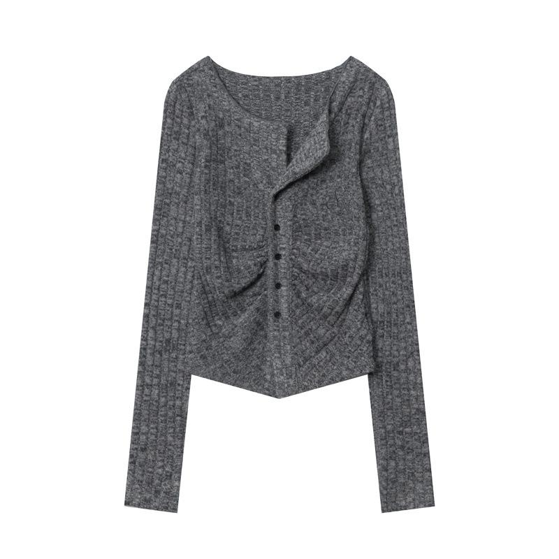Autumn Women's Blouse Sexy Temperament Knitted Cardigan Single-breasted Long-sleeved Tide Top