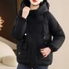 Winter Thickened Down Cotton Coat for Mom Warm Loose Hooded Fashion Short Jacket