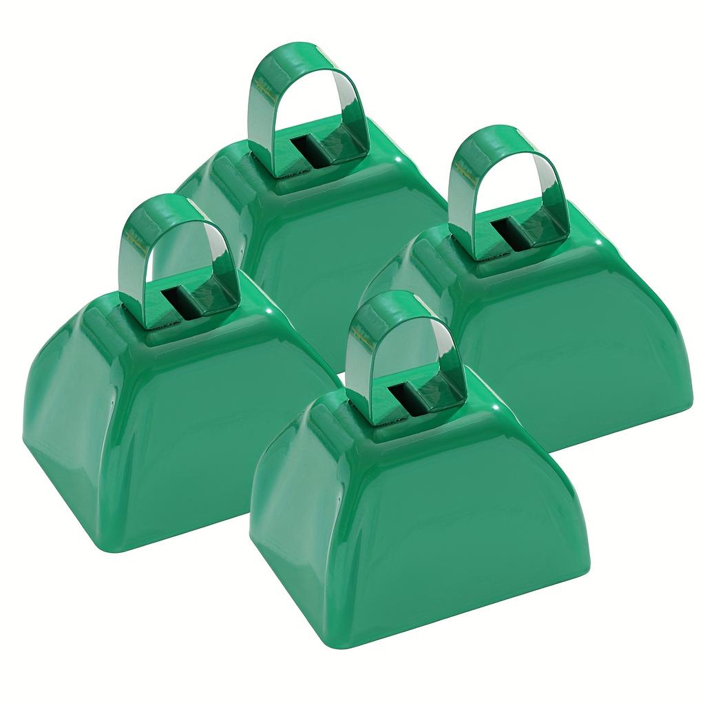 4er-Pack Metall-Kuhglocken mit Griff, 3 Zoll Kuhglocken für Sportveranstaltungen, Anfeuern, Stimmung, Laute Kuh Handpercussion Kuhglocken