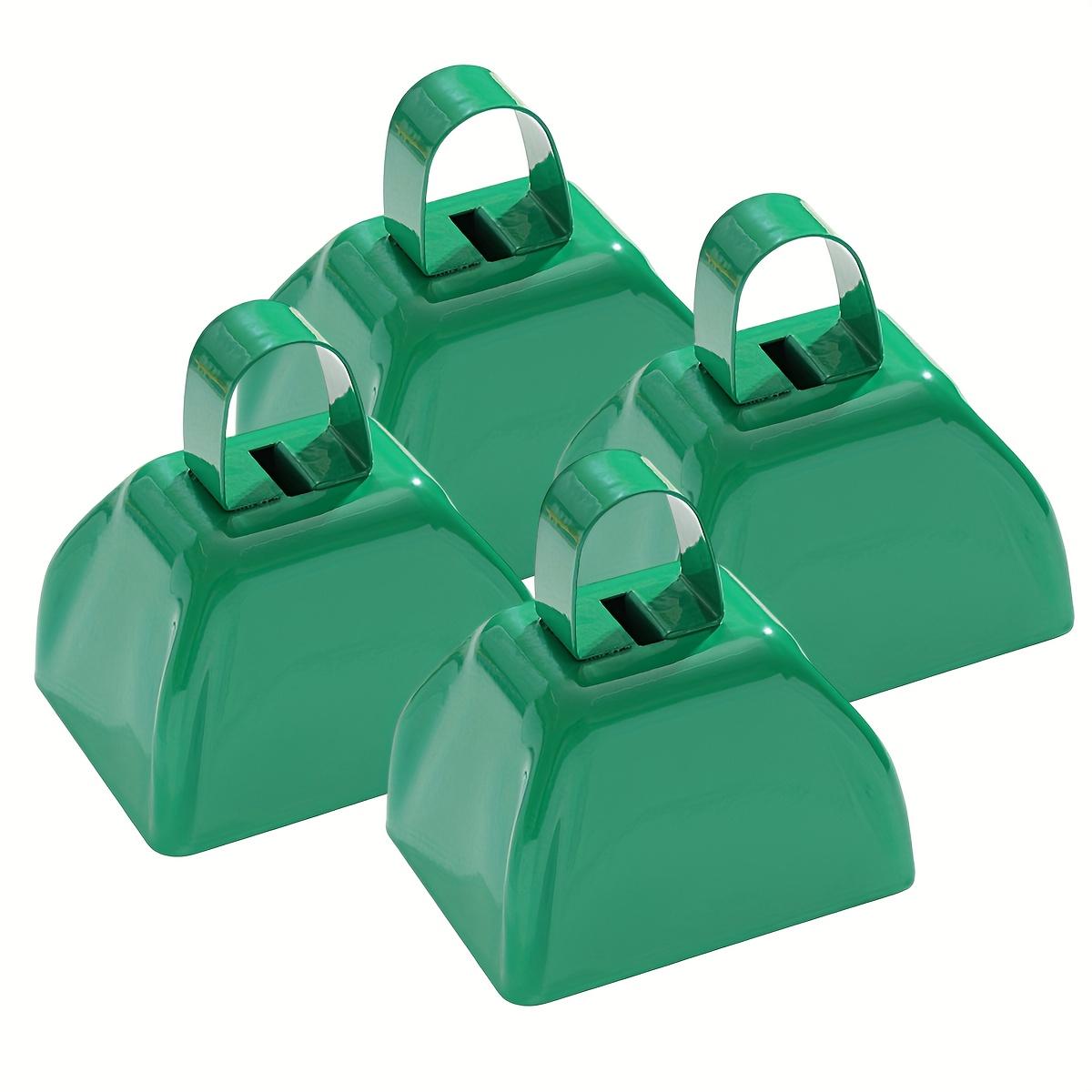 

4 Pack Metal Cowbells with Handle, 3 Inch Cow Bells for Sporting Events, Cheering, Spirit, Loud Cow Hand Percussion Cowbells зелёный