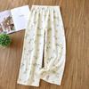 2026 Spring/Summer Women's Sleepy Pants 100% Cotton Crepe Nine Cent Pants Loose and Comfortable Thin Home Pants for Women