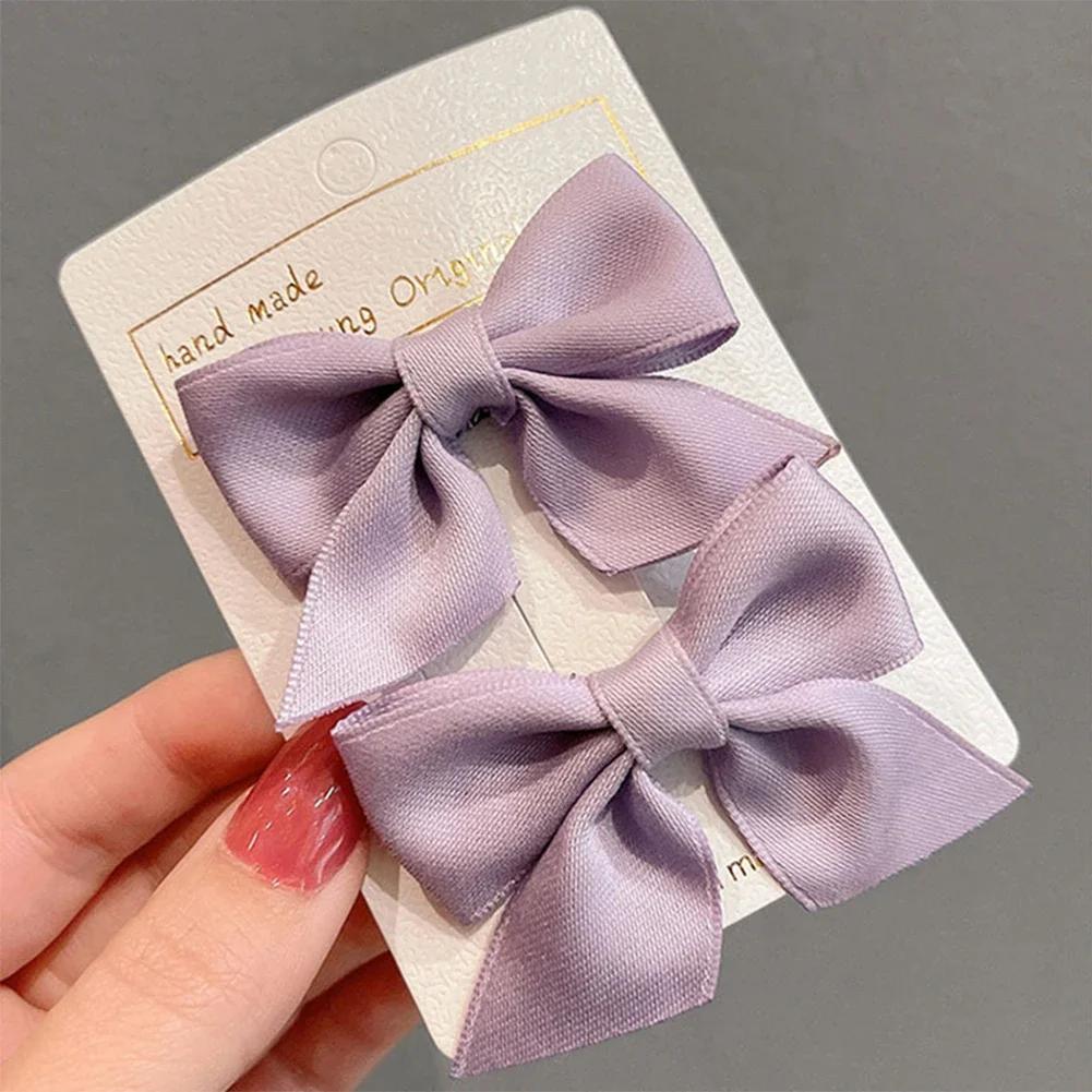2pcs/set Children Bowknot Hair Clips Multicolored Cute Fabric Bowknot Hairpin Hair Accessories Headwear