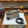 Canvas Contrast Lunch Bag Linen Vintage Genuine Leather Box Handbag Crossbody Small Size
