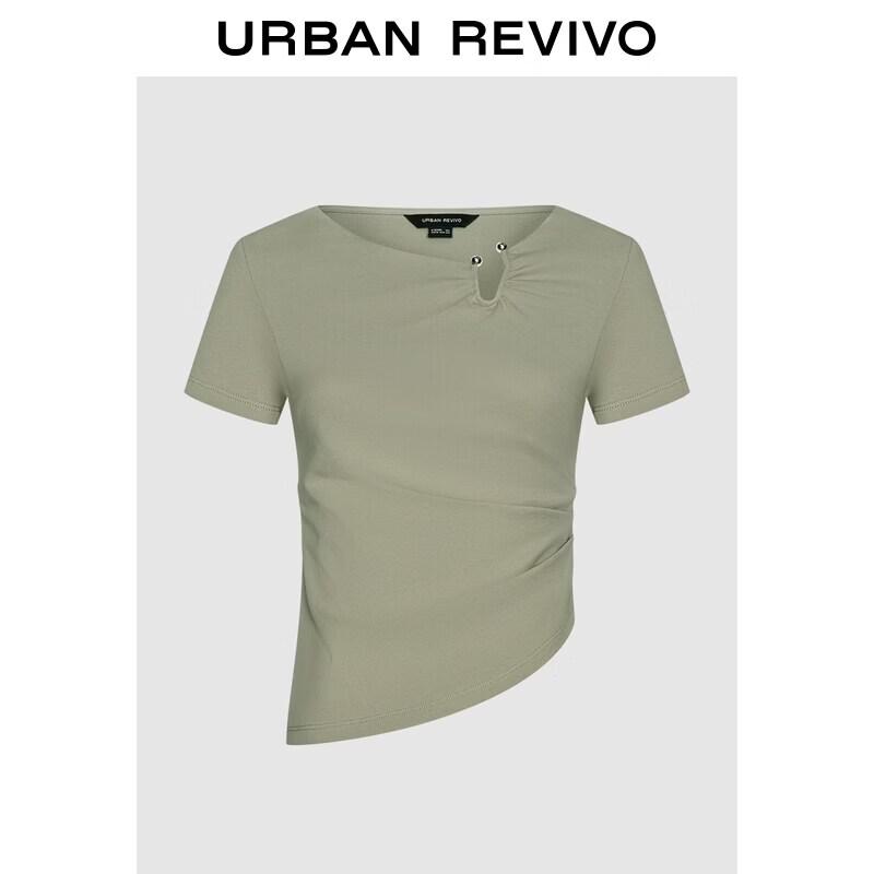 UR Women s Irregular Hem Pleated Slim T-shirt XL