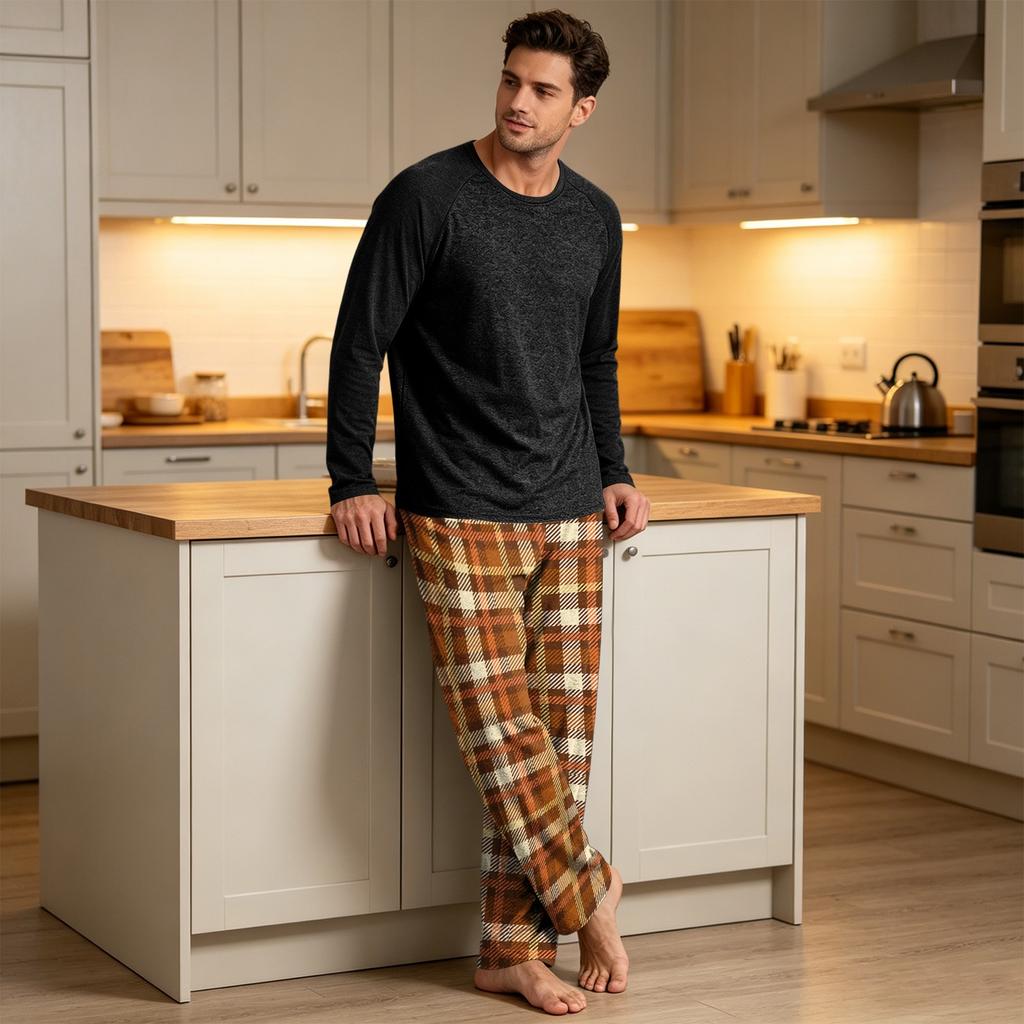Men's Long Sleeve Pajama Set for Sleep and - Comfortable Nightwear for Relaxation