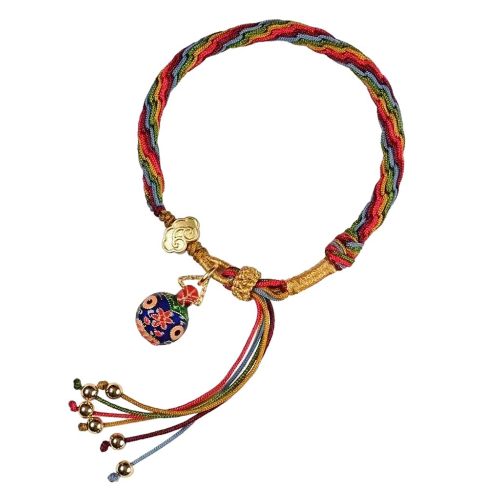 Colorful Knitting Bracelet With Pendant Temperament Versatile Wristlace Birthday Christmas Gift