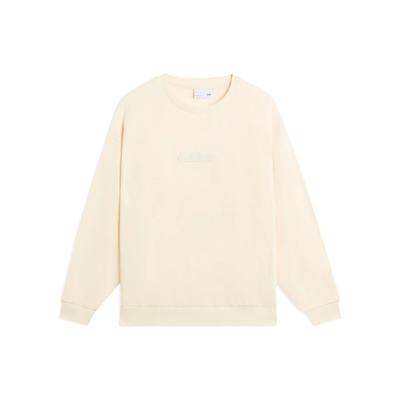 Li-Ning Pure Color Print Crew Neck Long Sleeve Sweatshirt Unisex Tops White AWDSB51-1