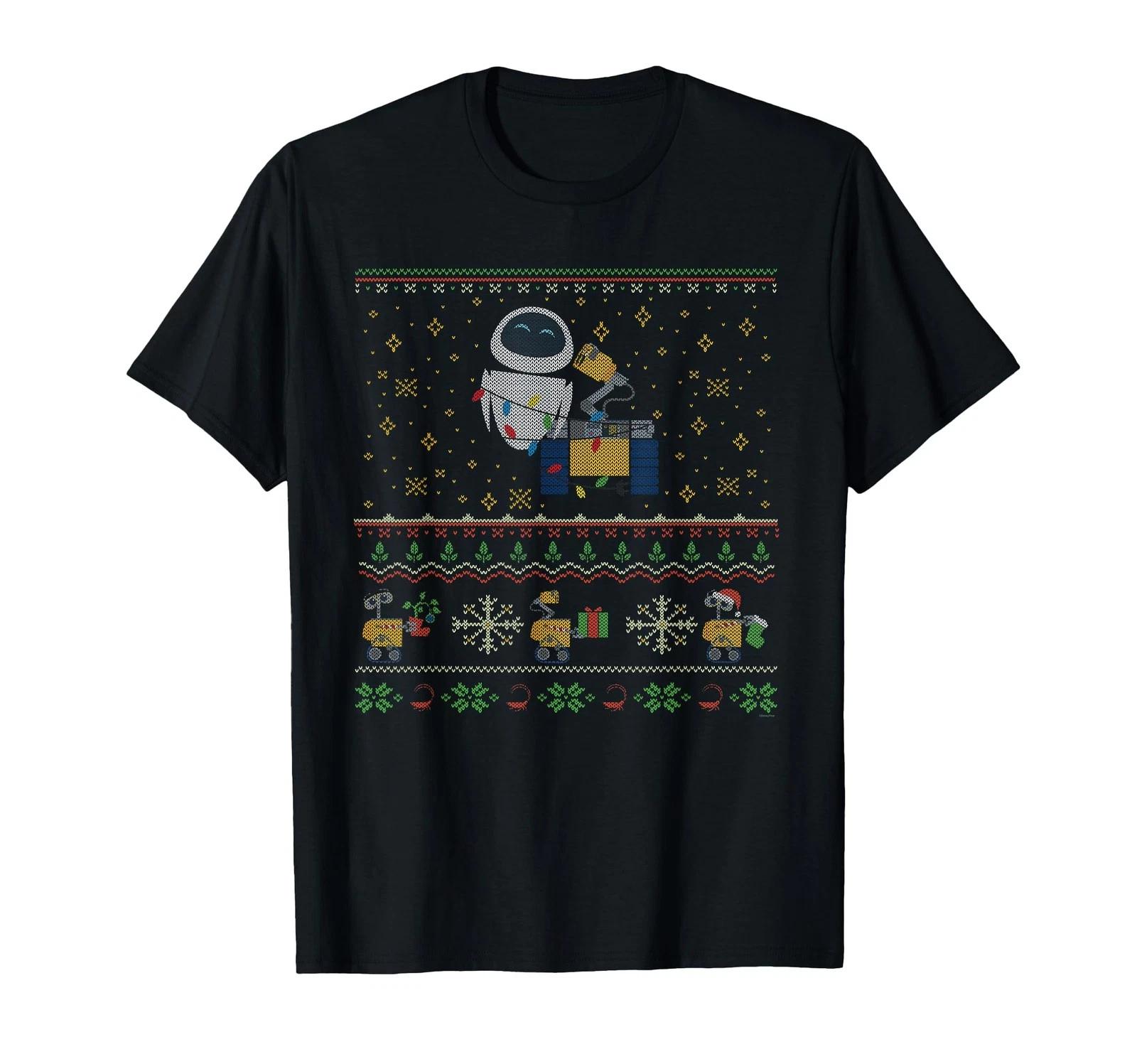 Disney Pixar Wall-E & Eve Ugly Christmas Sweater Holiday T-Shirt_ 3XL